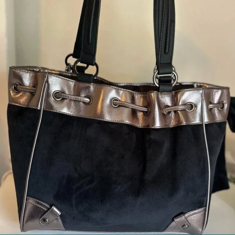 Juicy Couture Classic Scottie Dogs Tote Handbag Licorice Black Silver NWT - Picture 8 of 8